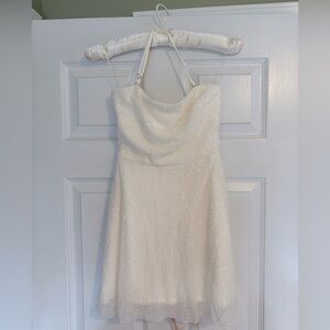 Oh Polly Embellished Multi Wear A-Line Mini Dress in White